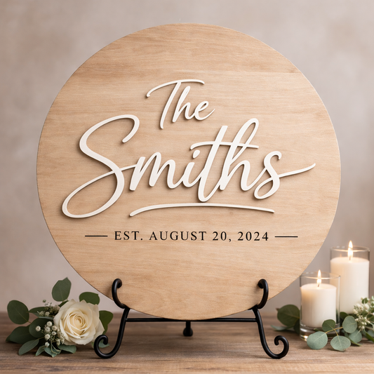 Custom Round Wood Wedding Guestbook Sign