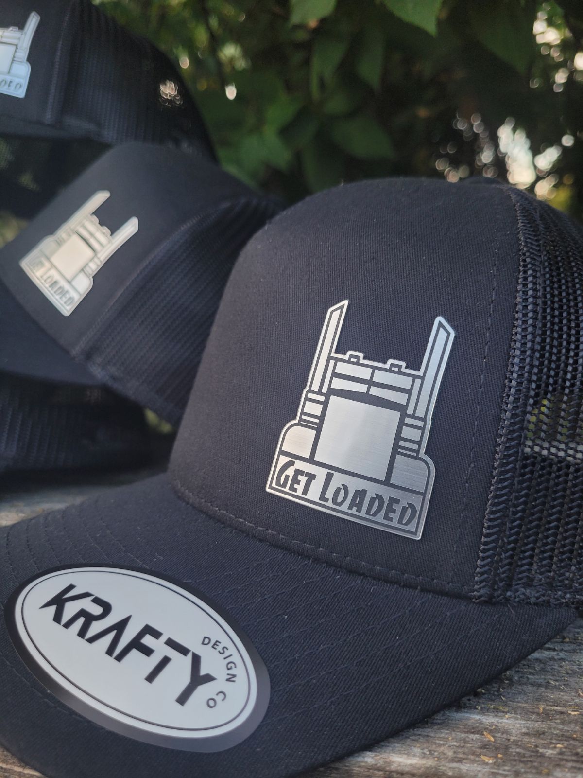 Custom brushed metallic patch hats