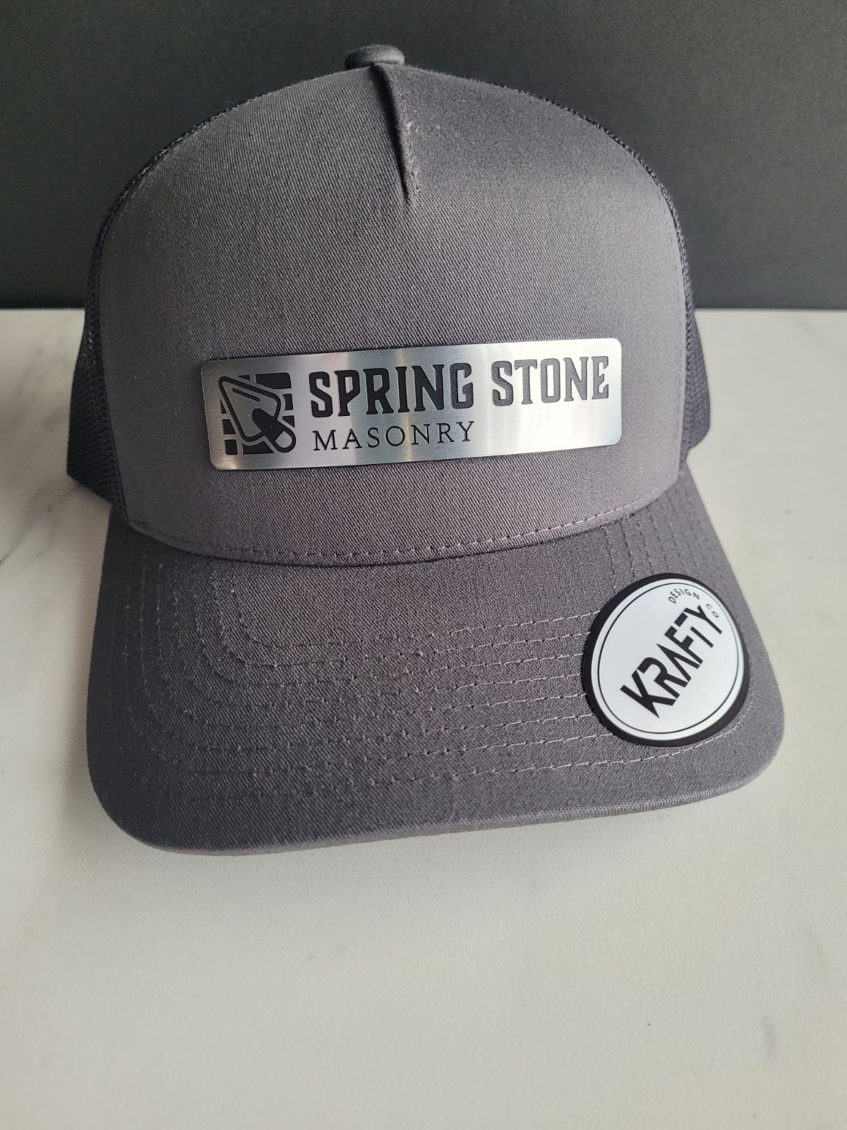 Custom brushed metallic patch hats