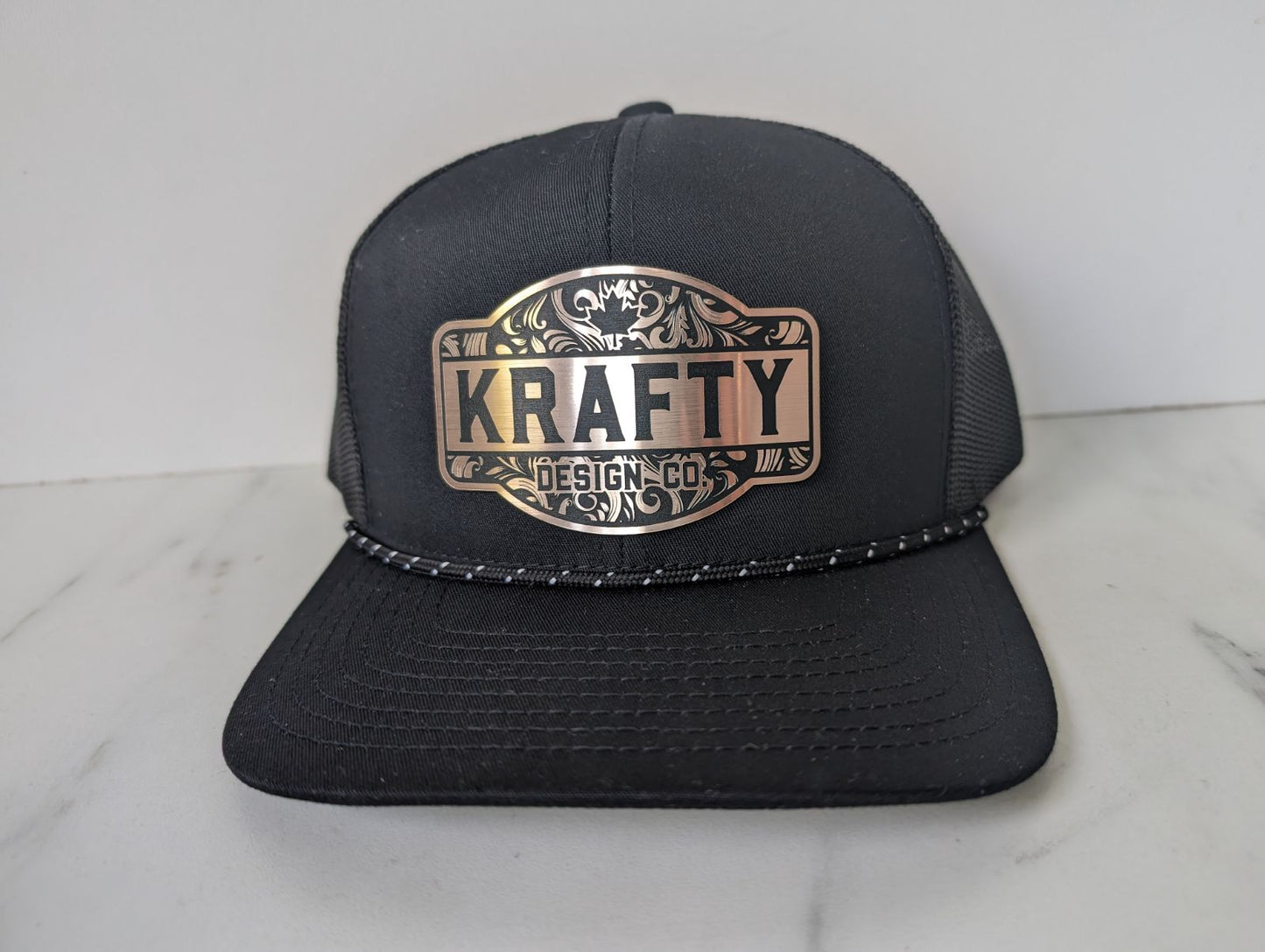 Custom brushed metallic patch hats