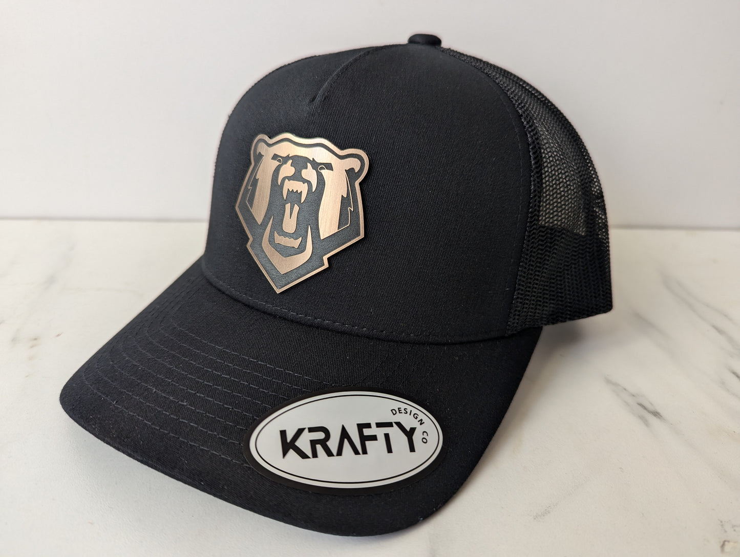 Custom brushed metallic patch hats