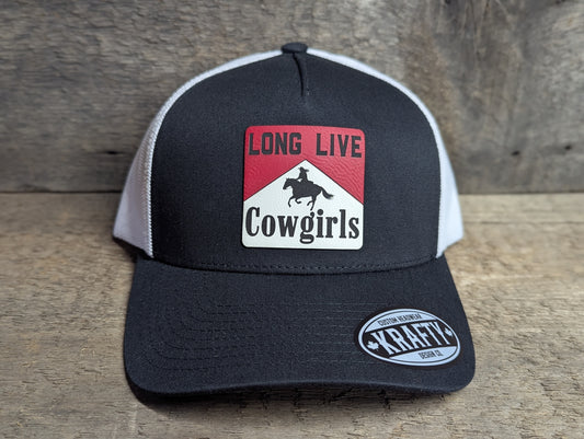Long Live Cowgirls Red and white patch trucker hat