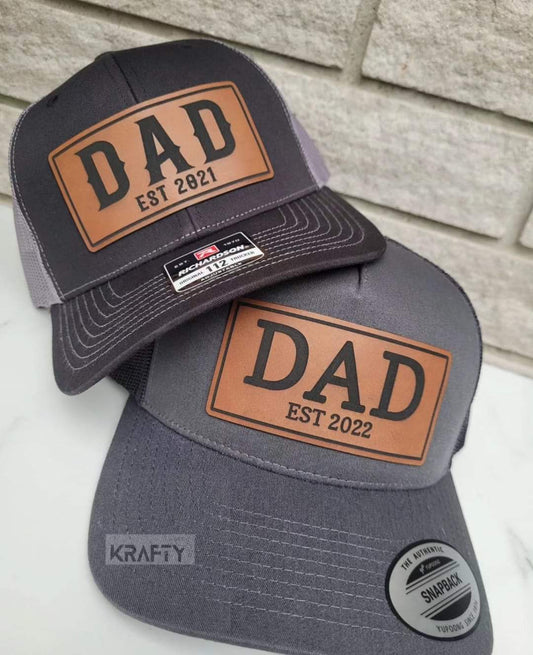 DAD leather patch trucker hat