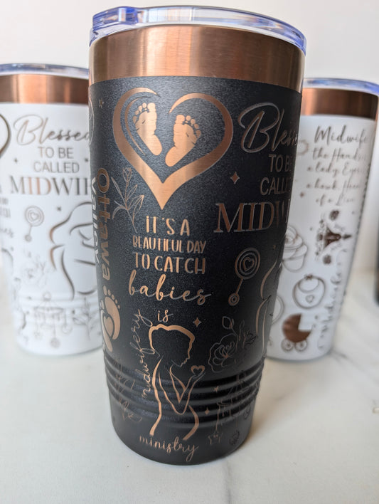 Midwife full wrap design rose gold tumblers 20oz