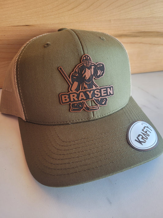 Custom Hockey Goalie Name patch trucker hat