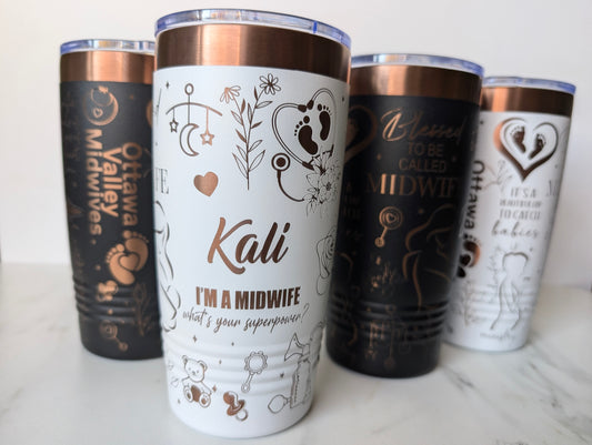 Midwife full wrap design rose gold tumblers 20oz