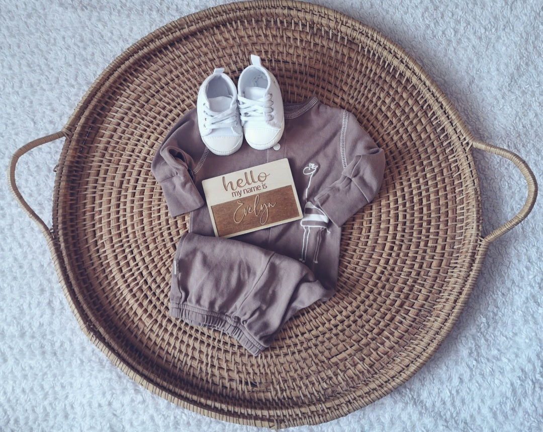 Hello my name is card, newborn photo prop