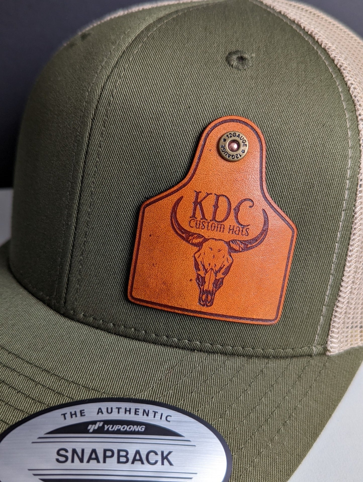 Cattle tag leather patch hat