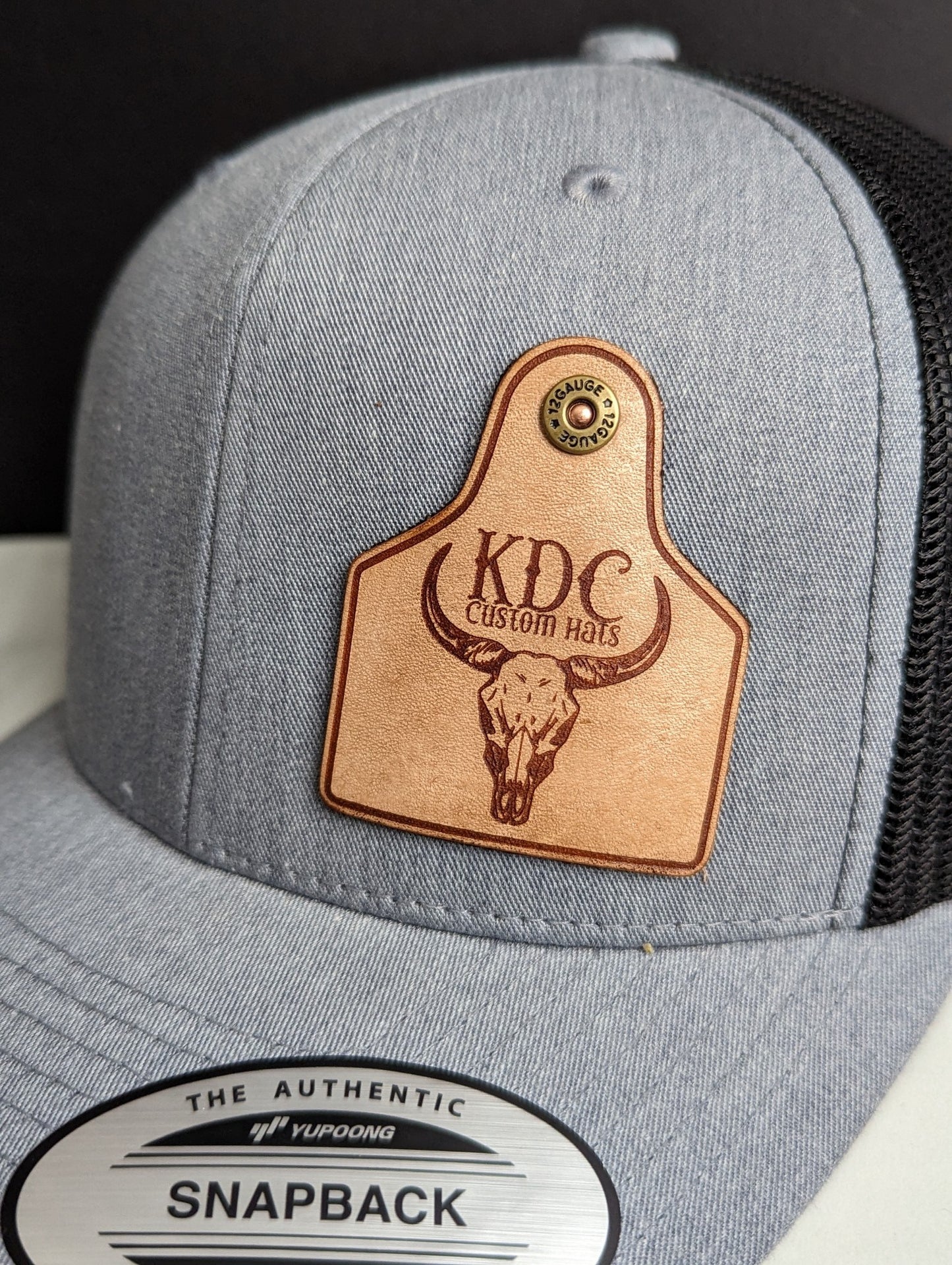 Cattle tag leather patch hat