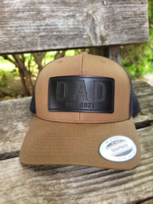 Dad real leather patch hat