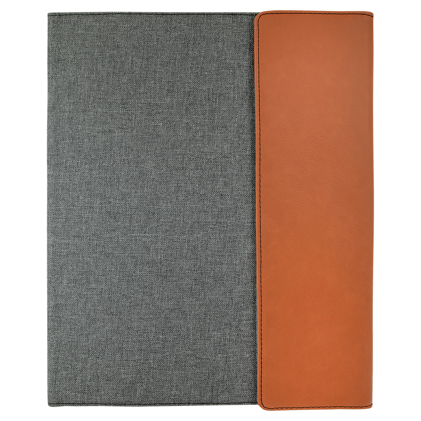 9 1/2" x 12" Rawhide Laserable Leatherette / Gray Canvas Portfolio with Notepad - Engraving Included