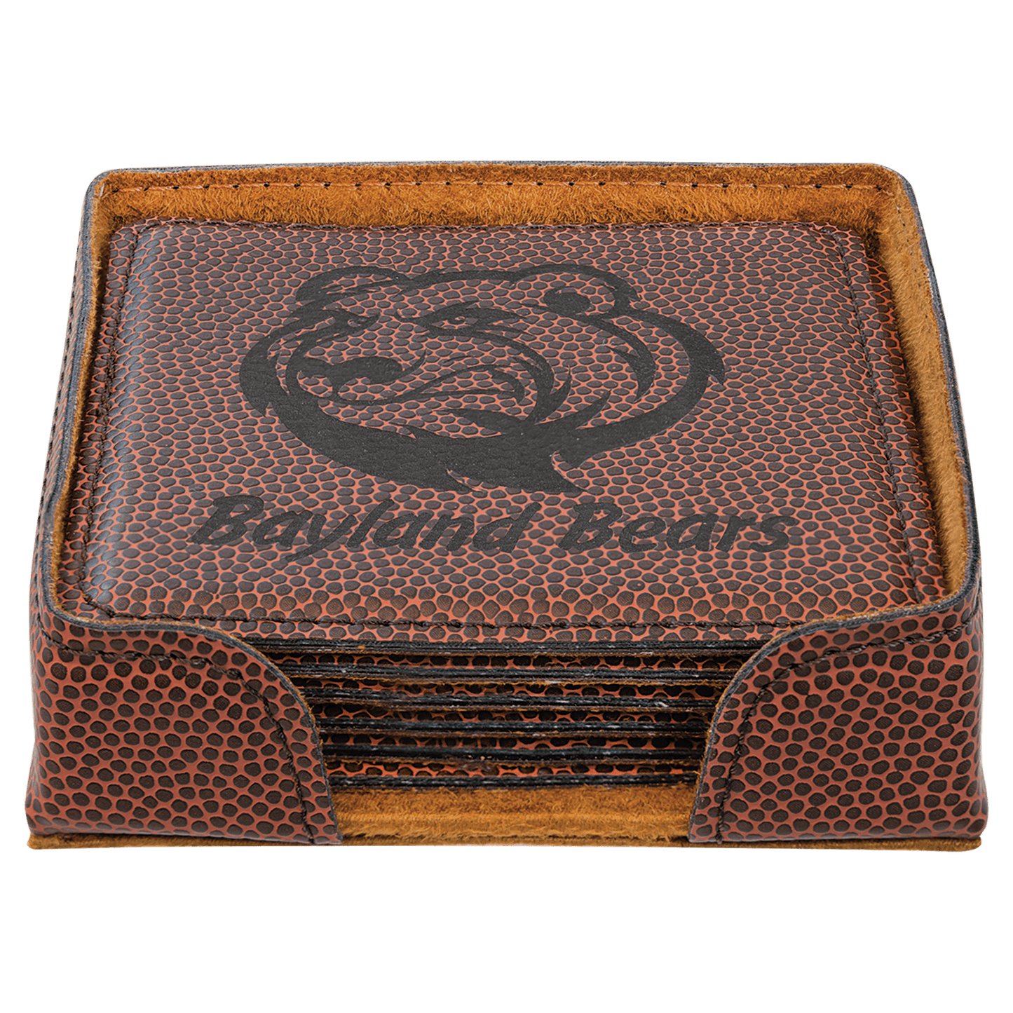 4" x 4" Square Laserable Leatherette 6-Coaster Set - Engraving Included