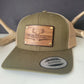 Eat Sleep Hunt premium walnut and leather patch trucker hat
