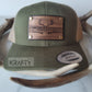 Eat Sleep Hunt premium walnut and leather patch trucker hat