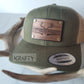Eat Sleep Hunt premium walnut and leather patch trucker hat