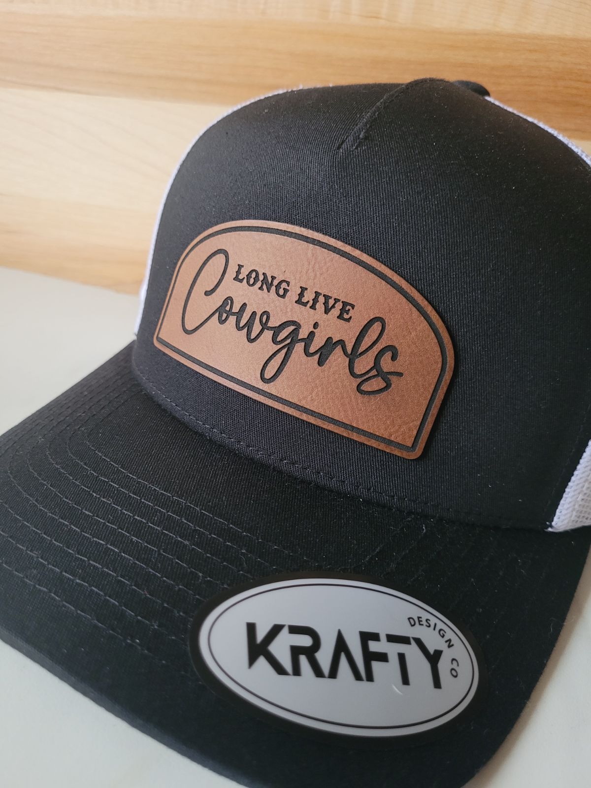 Long Live Cowgirls rawhide patch trucker hat