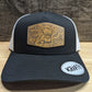 Highland Cow, tooled leather look, patch trucker hat