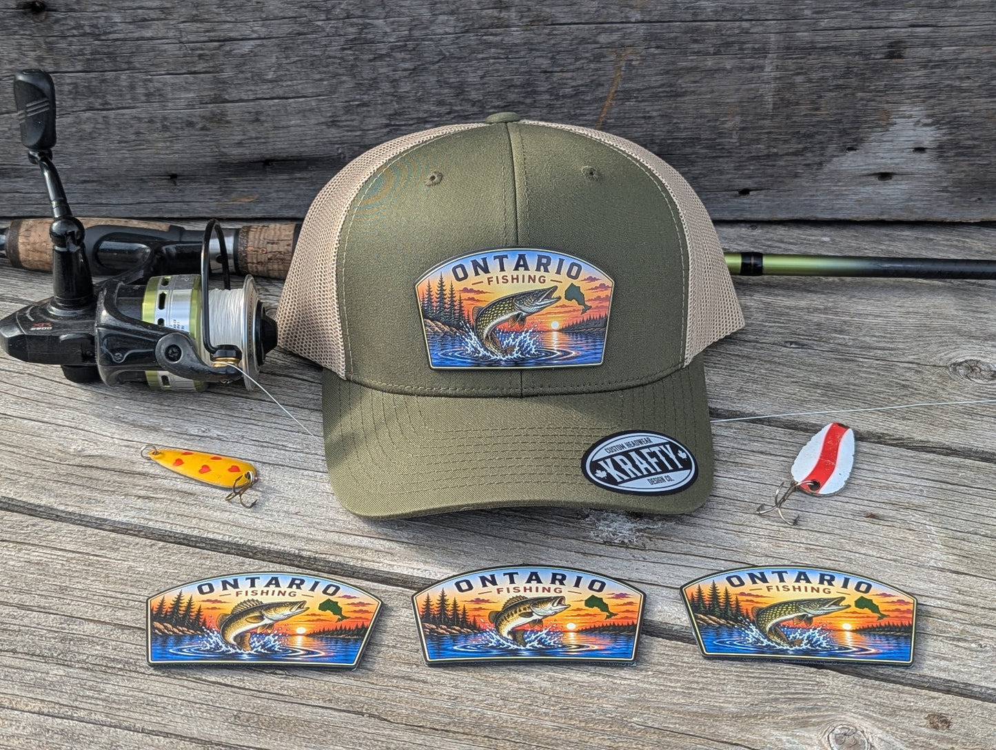 Ontario Fishing Hats – Textured UV Patch Trucker Hats | Pike, Walleye, Bass