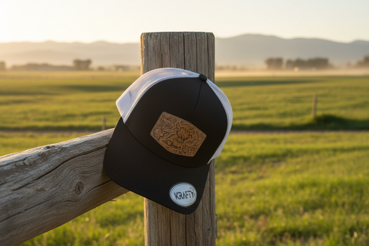 Highland Cow Leather Patch Trucker Hat – Western Style Snapback Hat