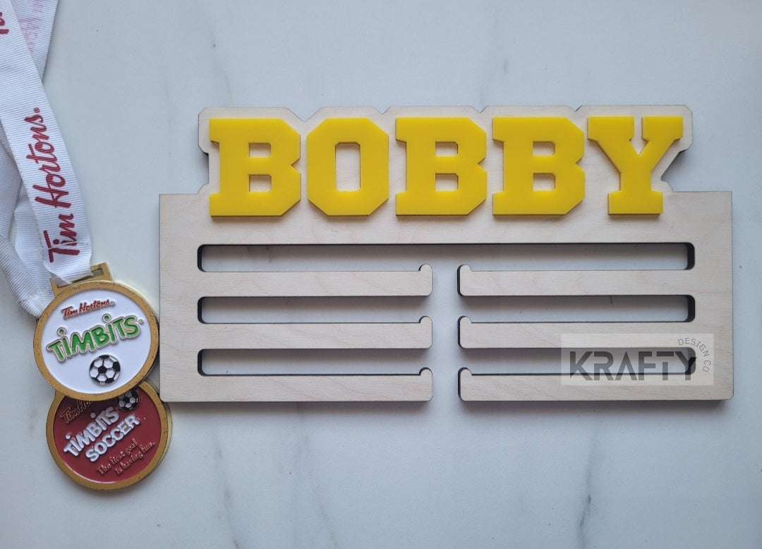 personalized hockey medal display rack