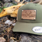 Eat Sleep Hunt premium walnut and leather patch trucker hat