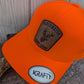 Custom blaze orange leather patch style hunting hat