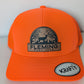 Custom blaze orange leather patch style hunting hat