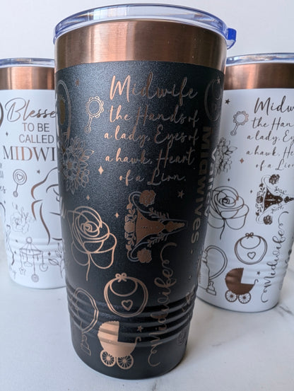 Midwife full wrap design rose gold tumblers 20oz