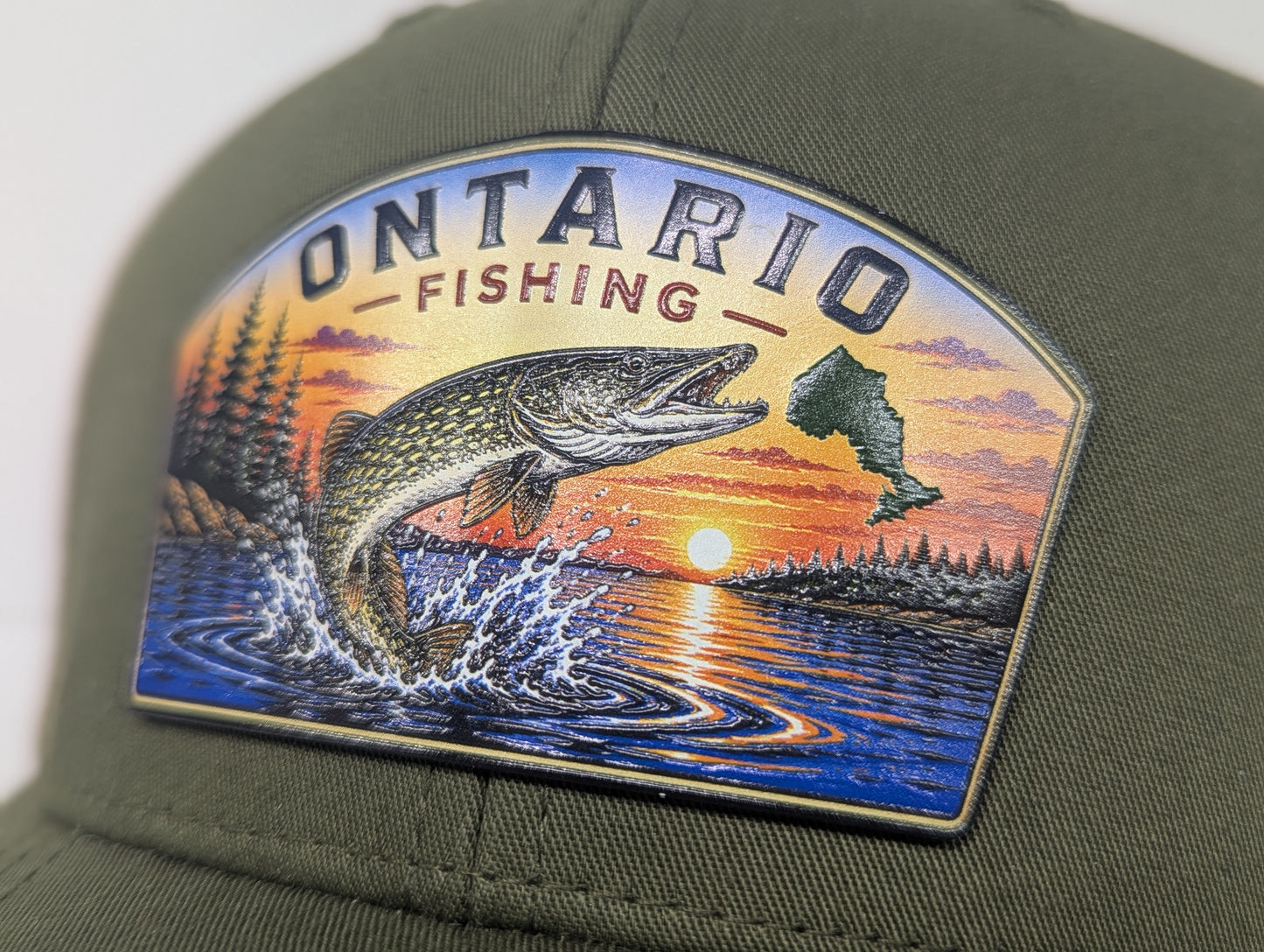 Ontario Fishing Hats – Textured UV Patch Trucker Hats | Pike, Walleye, Bass