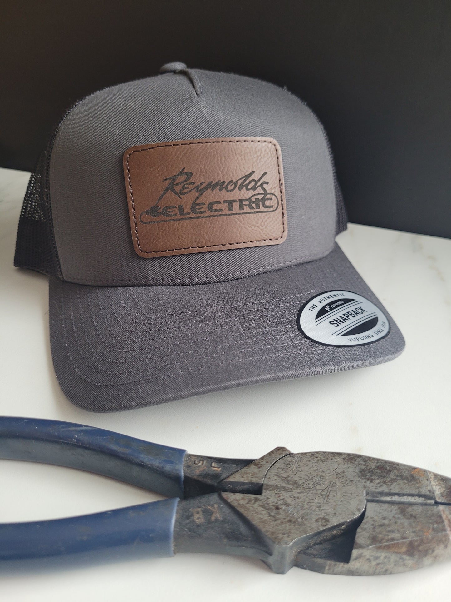 Custom charcoal grey snapback hat