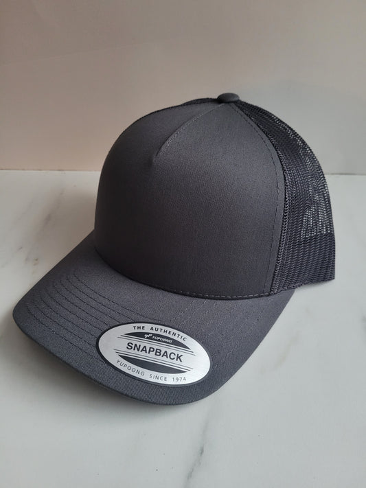 Custom charcoal grey snapback hat