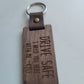 Leather and wood keychain