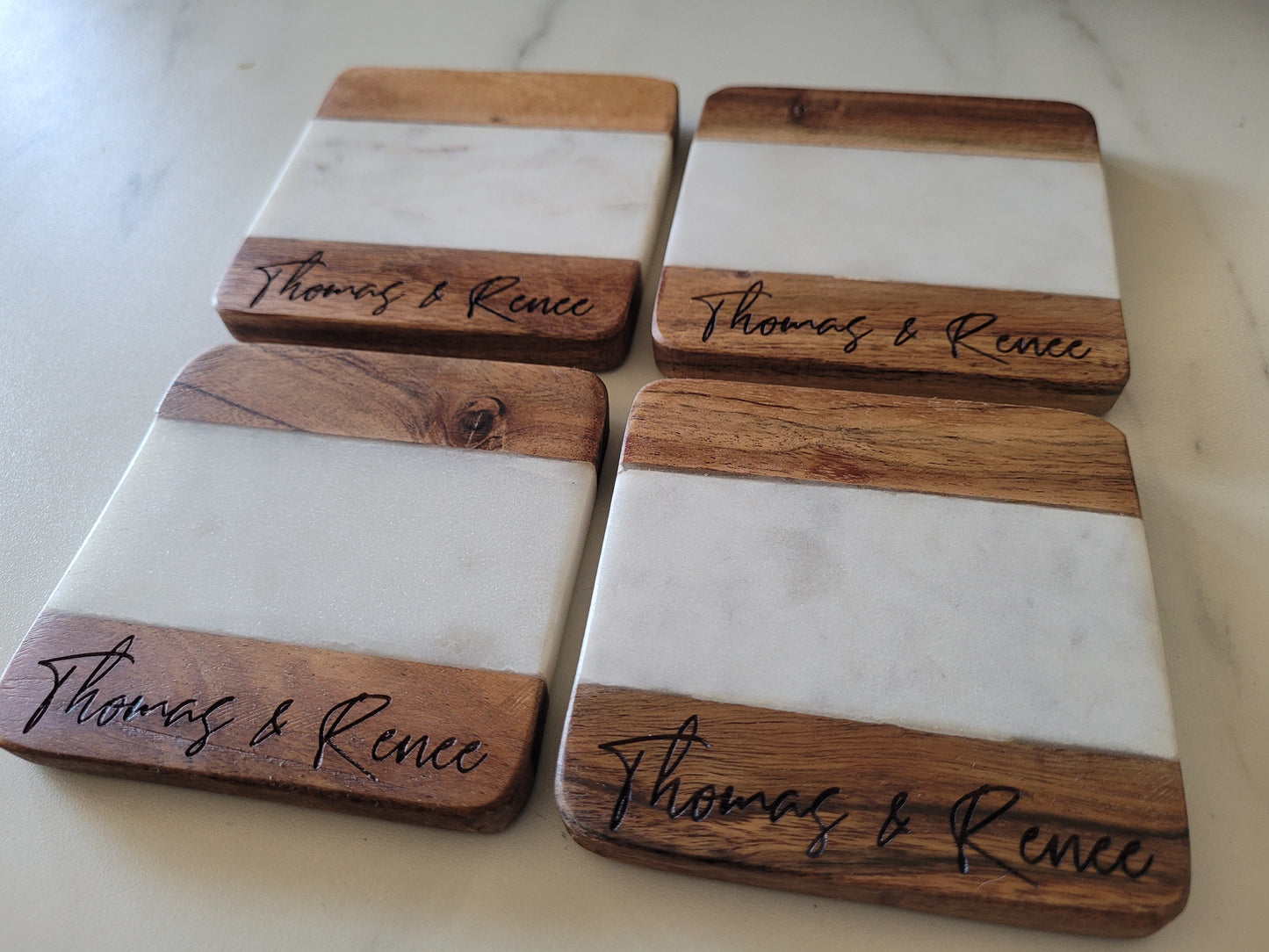 Marble/wood coasters