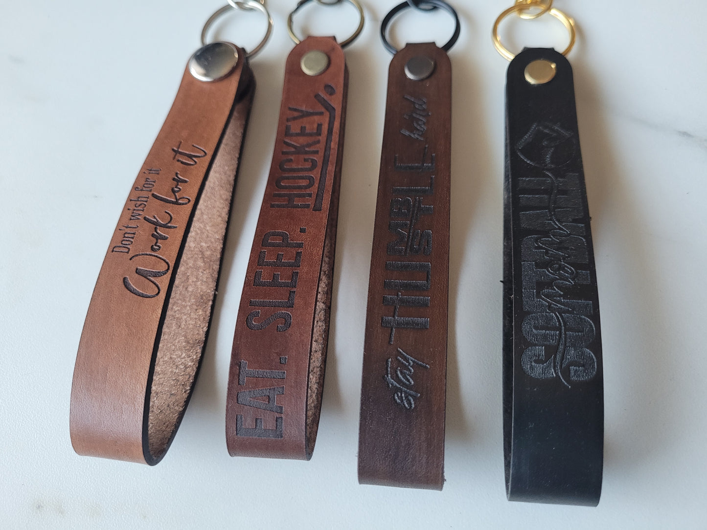 Custom leather key fobs