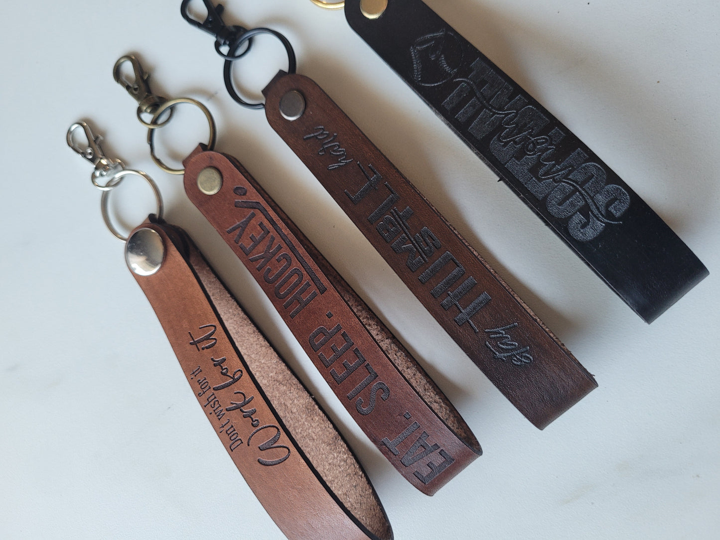 Custom leather key fobs