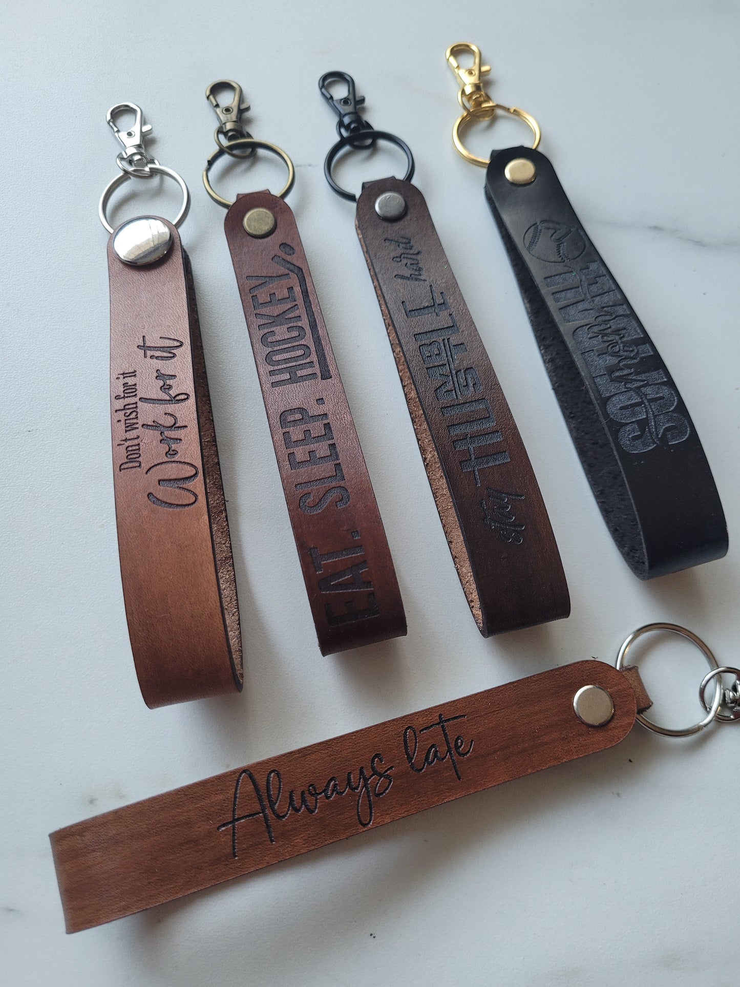 Custom leather key fobs