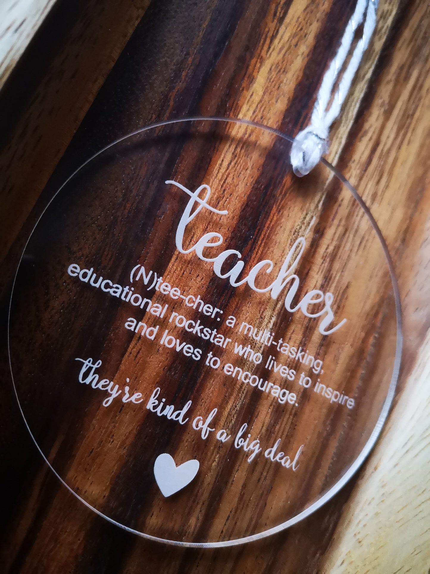 Acrylic engraved teacher ornament